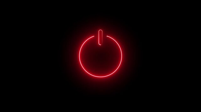 Neon power on off button icon animation video