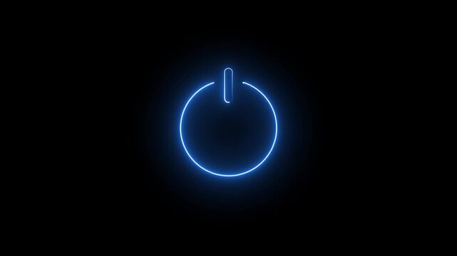 Neon power on off button icon animation video