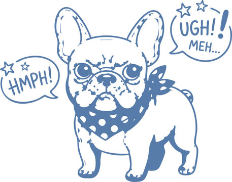 French bulldog with sunglasses and speech bubbles Vector