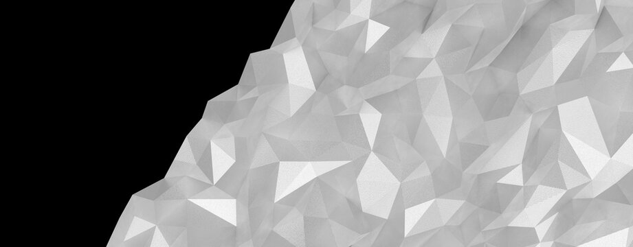 Detailed abstract background of a white geometric low poly wireframe structure