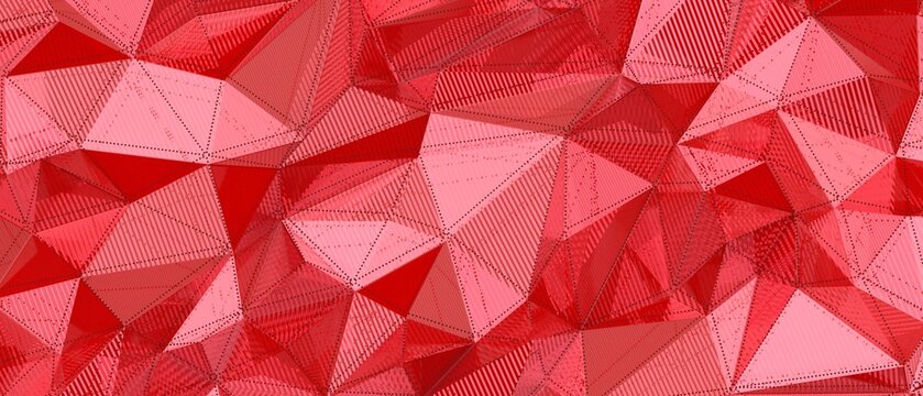 Intricate geometric pattern in shades of red, abstract digital art background.
