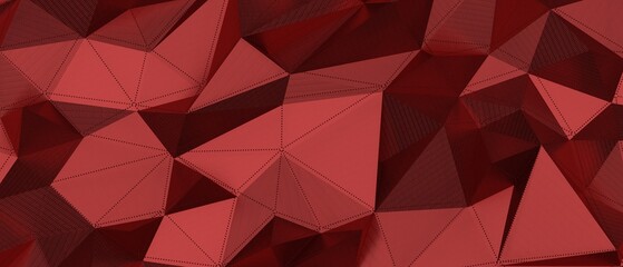 Fototapeta premium Geometric red polygon texture with subtle lighting effects, abstract background design.
