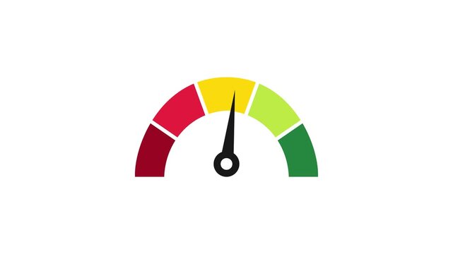Black Performance Gauge Indicator Needle Sweeping Seamless Loop Animation on White Isolated Background