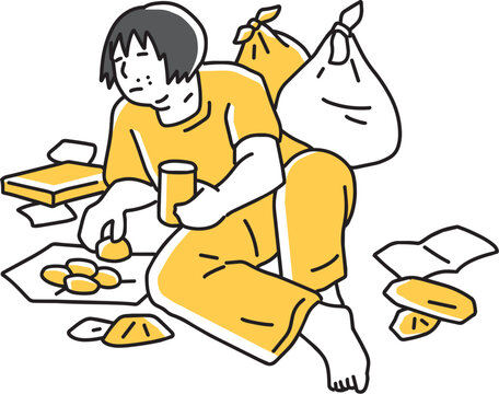 室内でだらだらしている男性ニート