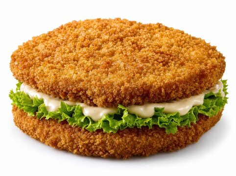 Breaded beef cutlet, sandwich cuisine concept, isolated on white background