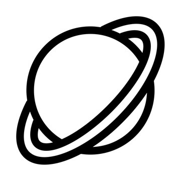 Planet Saturn Ring Space Line Icon