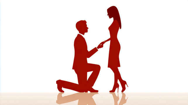 A man on his knees proposing to a woman