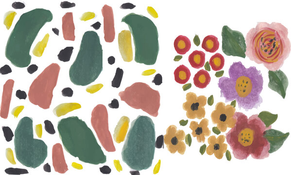 Organic Shapes and Floral Elements Set