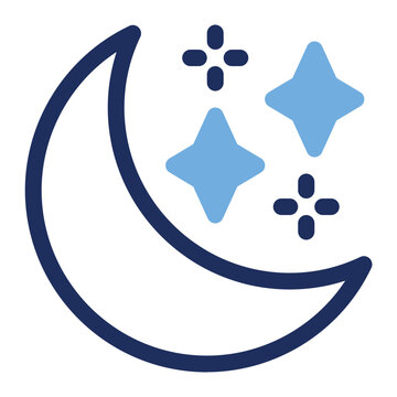 Crescent Moon Stars Night Duo Tone Icon