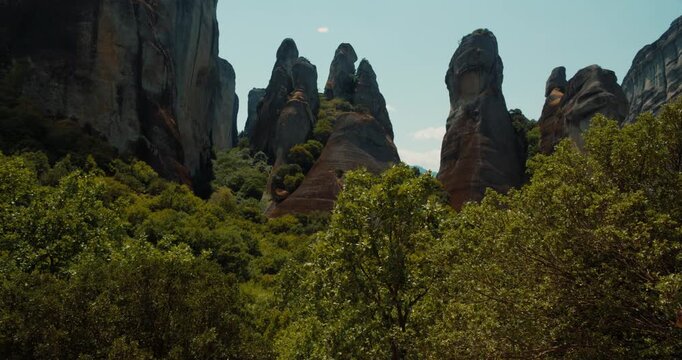 Rounded boulders Meteora rock formations in Thesally northwestern Greece.