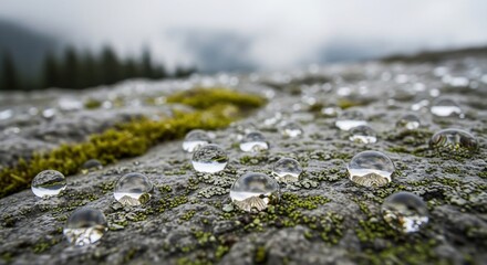 Fototapeta premium Water droplets on stone surface