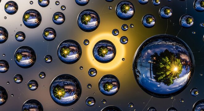 Water droplets reflections abstract