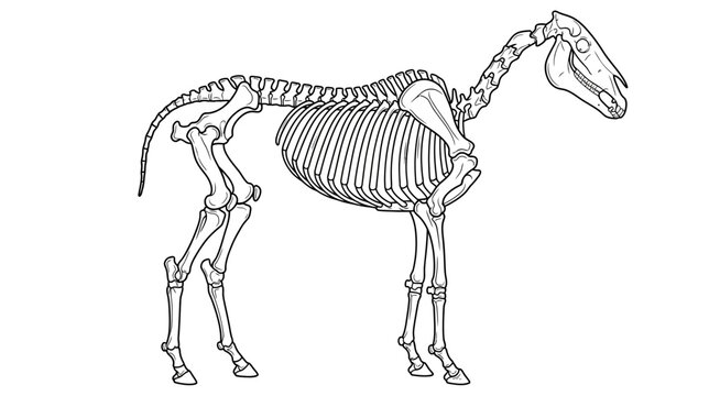 Isolated Horse Skeleton Illustration