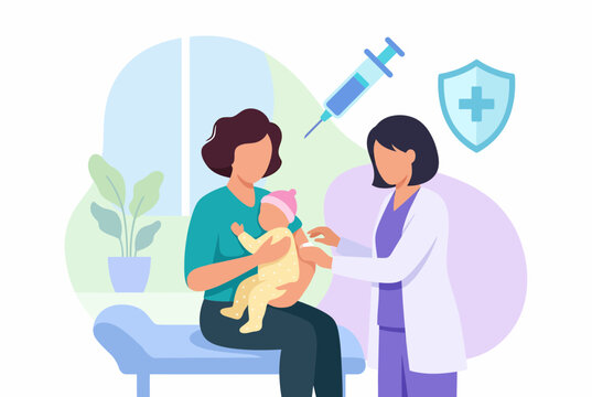 Family Life Coverage Medical Vaccination for Baby Illustration