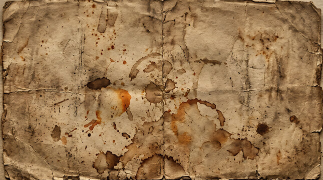Full Screen antique Old Brown Paper Texture with Vintage Stains 
