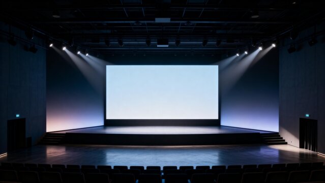Empty stage with large screen