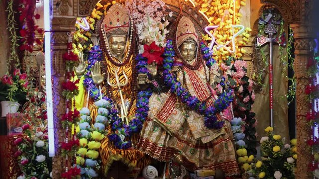Hindu Deities Lord Shiva and Maa Parvati Beautifully Decorated for Worship at sawan