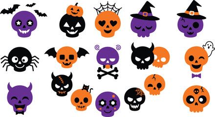 Fototapeta premium A delightful collection of spooky and festive halloween themed stickers featuring iconic characters and symbols