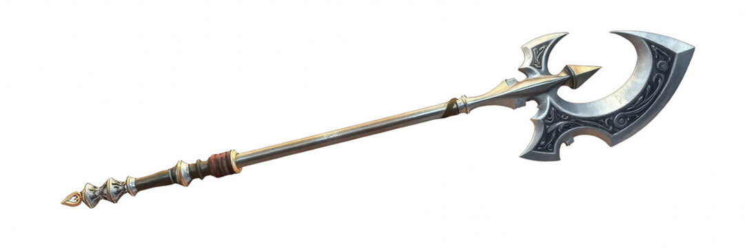 Fantasy battle axe weapon on black background