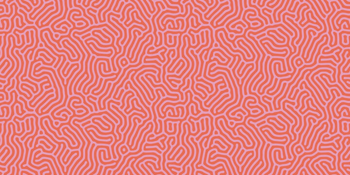 Turing Pattern Seamless Background. Abstract Coral Organic Vector Texture In Red Pink
