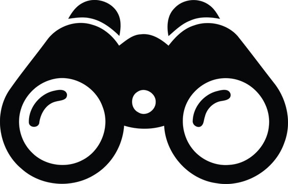 Binoculars silhouette icon isolated on white background, black and white optical device vector illustration