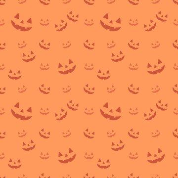 Halloween pumpkin face seamless pattern vector, cute jack o lantern face background.