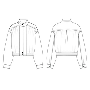 Women's Bomber Jacket Technical Fashion Template