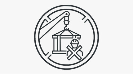 Fototapeta premium Construction and Architecture Icon with Crane and Worker for Project Symbol