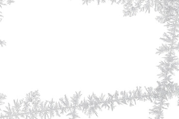Naklejka premium Christmas frost border with ice crystals on a transparent background.
