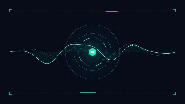 Digital HUD Interface With Animated Sine Wave Graph Data Visualization