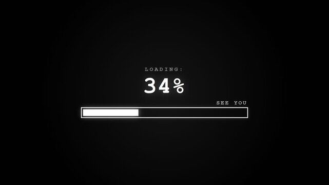 A glowing progress bar indicator displays thirty four percent completion while users wait patiently for software installation processes to finish successfully across computer terminals