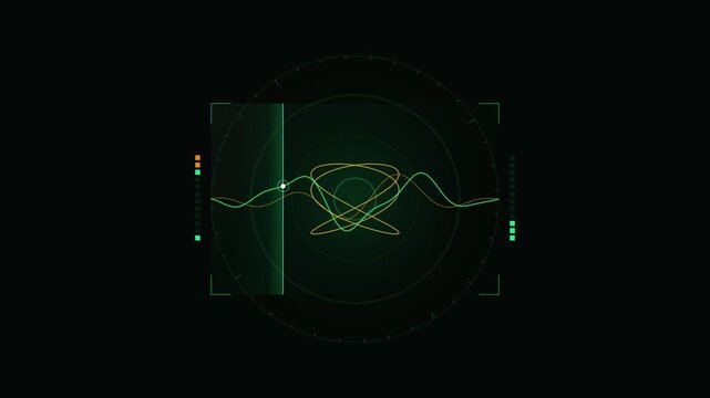 Digital Radar Interface Displaying Scientific Frequency Waveforms
