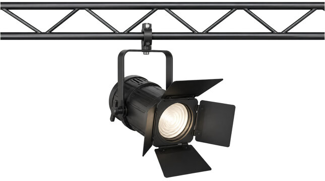 Professional stage spotlight with a hanging truss isolated on transparent background