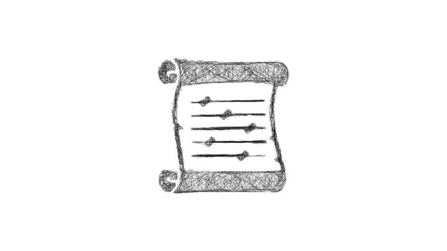 Sketch music scroll icon animation - smooth progressive reveal