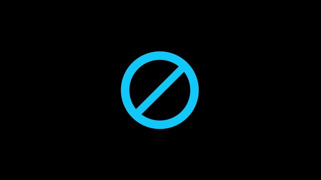 Warning, stop, prohibited or no entry forbidden cyan circle