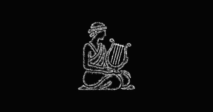 Sketch temple musician icon animation - smooth progressive reveal