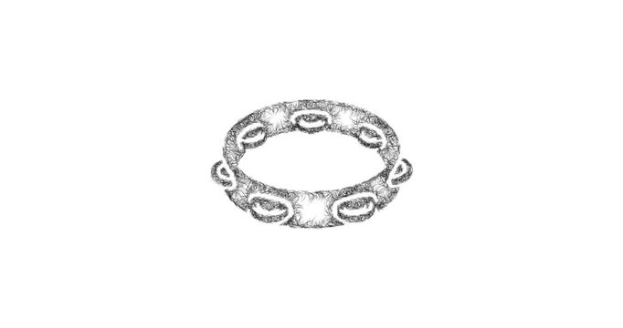 Sketch tambourine icon animation - smooth progressive reveal
