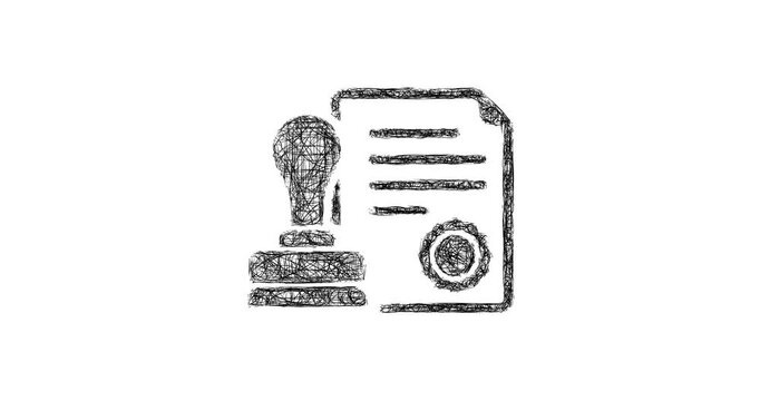 Sketch notary icon animation - smooth progressive reveal