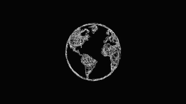 Sketch world globe icon animation - smooth progressive reveal