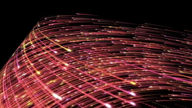 Fiber Optics Light In A Curve. 4k seamless loop
