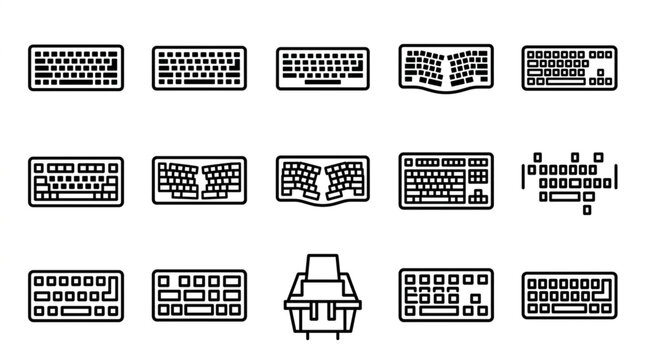 Collection of various keyboard illustrations in a grid layout.