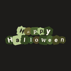 Happy Halloween typography in collage ransom note style on black background © Arafatul