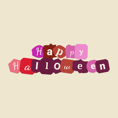 Happy Halloween typography with colorful paper cut-out collage letters on cream © Arafatul