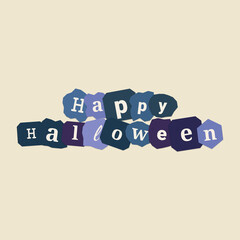 Happy Halloween paper cut collage typography on minimalist cream background © Arafatul