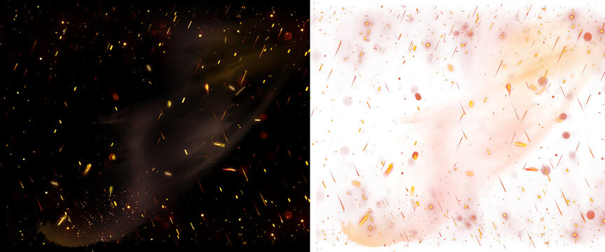 Fire Embers and Smoke Trail Glowing in the Dark