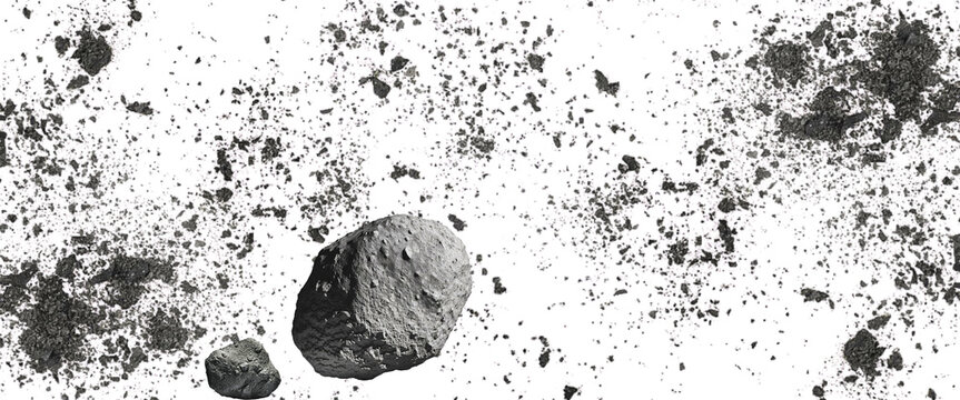 Asteroid Explosion Field with Flying Rock Particles