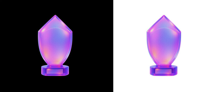Holographic Glass Shield Trophy, Blank Plaque Award PNG