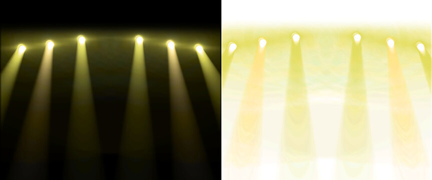 Golden Stage Spotlight Beams, Yellow Light Cone PNG