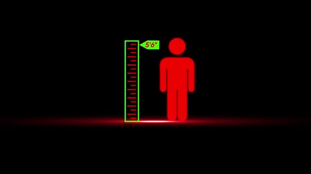 Human height measurement infographic with 5'6" marker on black background
