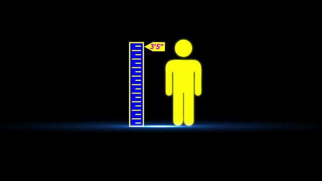 Human height measurement infographic with 3'5" marker on black background